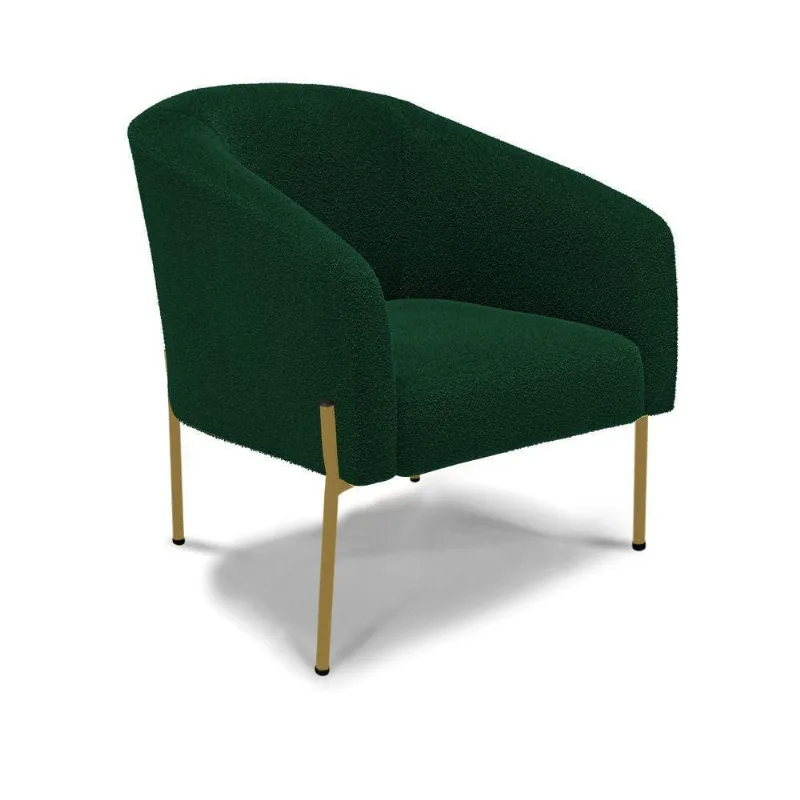 Poltrona Decorativa Pé De Ferro Dourado Stella Bouclê D03 - D'rossi Cor Verde