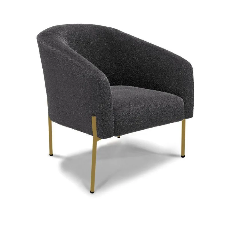 Poltrona Decorativa Pé De Ferro Dourado Stella Bouclê D03 - D'rossi Cor Grafite