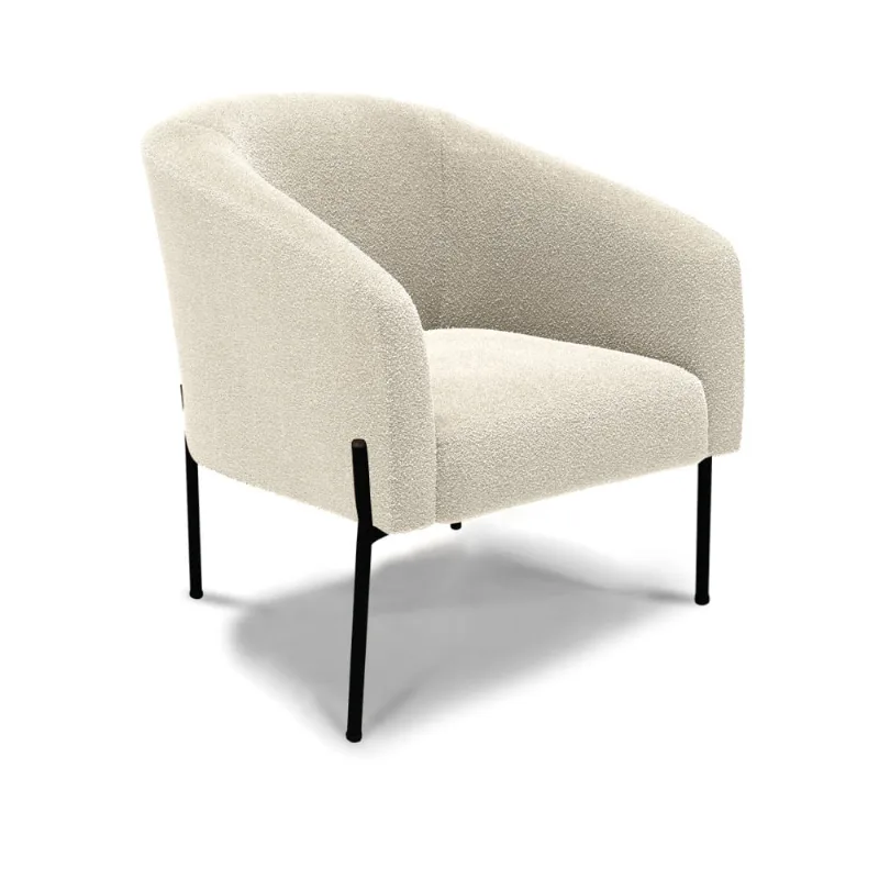 Poltrona Decorativa Pé de Ferro Preto Stella Bouclê Bege D03 - D'Rossi