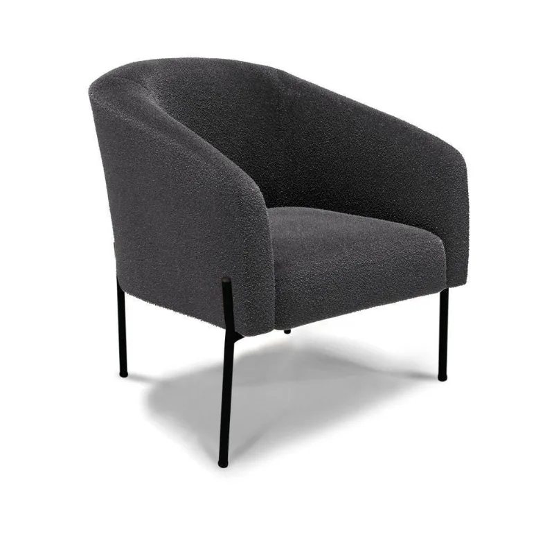 Poltrona Decorativa Pé De Ferro Preto Stella Bouclê D03 - D'rossi Cor Grafite