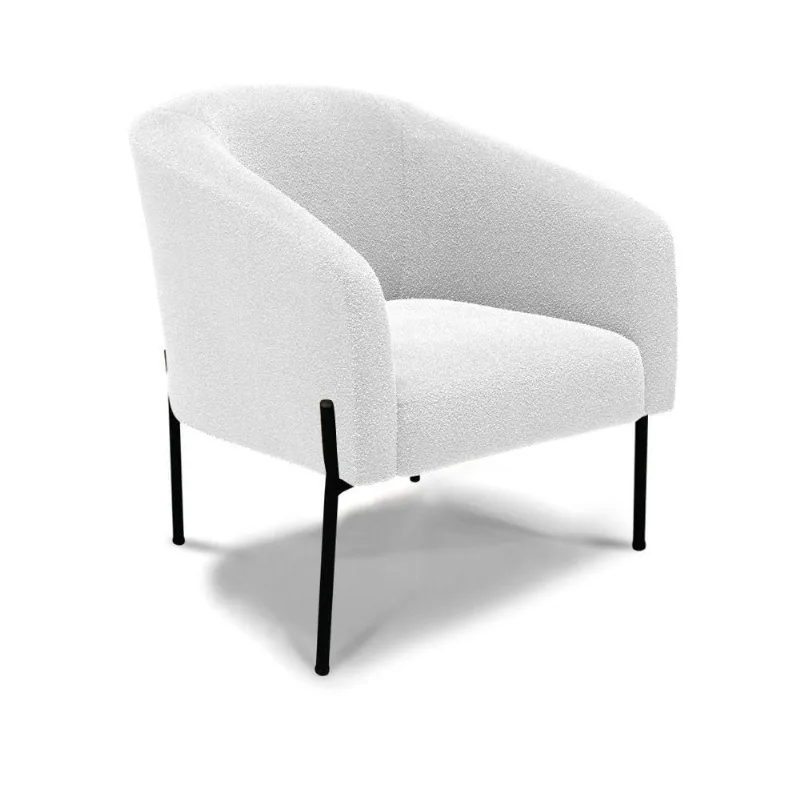 Poltrona Decorativa Pé De Ferro Preto Stella Bouclê D03 - D'rossi Cor Off White