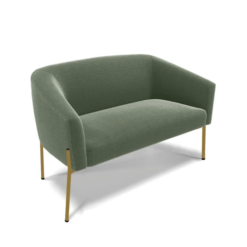 Sofá 2 Lugares Namoradeira Pé de Ferro Dourado Stella Bouclê D03 - D'Rossi Verde Pistache