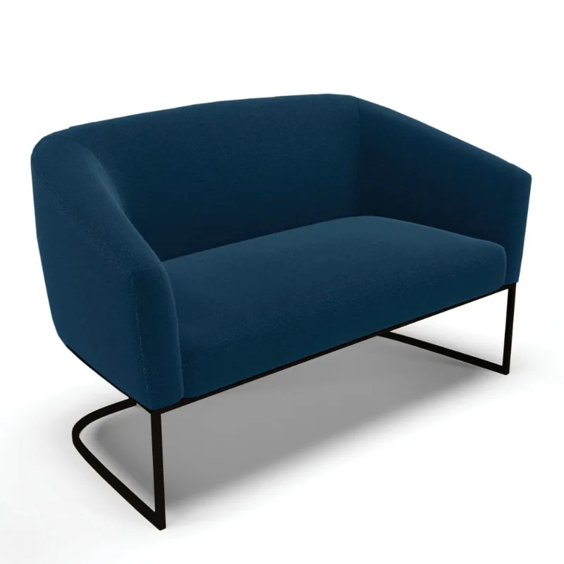 Sofá 2 Lugares Namoradeira Industrial Preto Stella Bouclê D03 - D'Rossi Azul