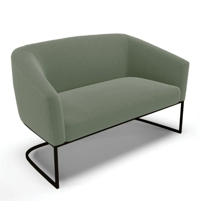 Sofá 2 Lugares Namoradeira Industrial Preto Stella Bouclê D03 - D'Rossi Verde Pistache
