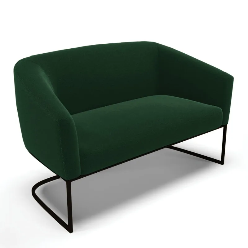 Sofá 2 Lugares Namoradeira Industrial Preto Stella Bouclê D03 - D'Rossi Verde