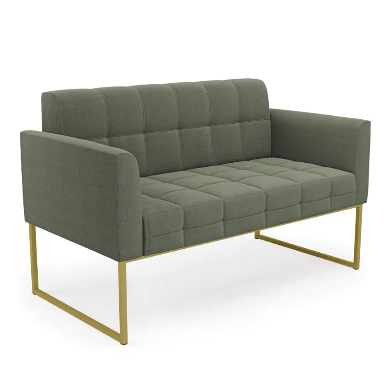 Sofá Namoradeira 2 Lugares Industrial Dourado Elisa Bouclê Verde Pistache D03 - D'Rossi