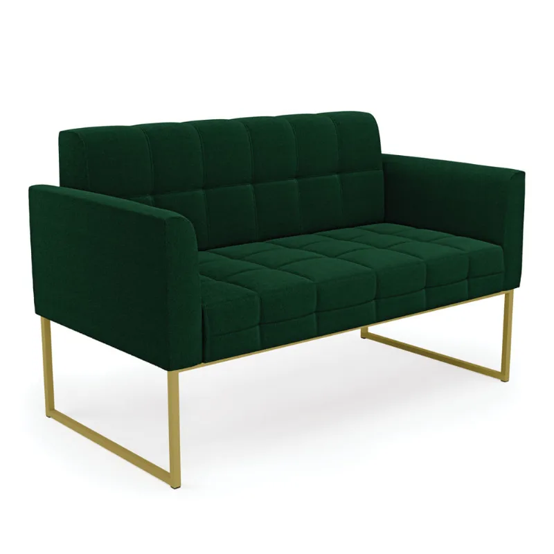 Namoradeira e Poltrona Industrial Dourado Elisa Bouclê Verde D03 - D'Rossi