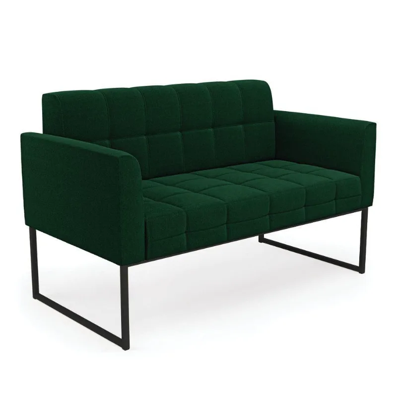 Sofá Namoradeira 2 Lugares Industrial Preto Elisa Bouclê Verde D03 - D'rossi