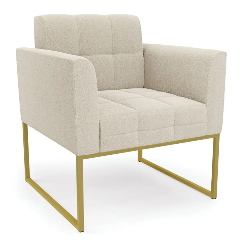 Poltrona Sala de Estar Industrial Dourado Elisa Bouclê D03 - D'Rossi Terra