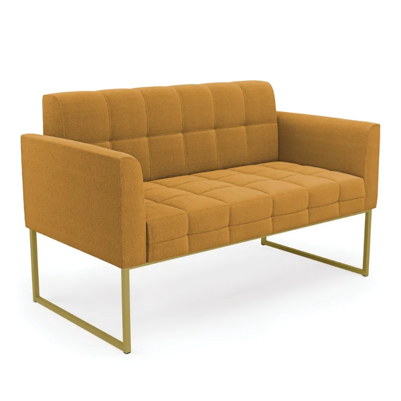 Sofá Namoradeira 2 Lugares Industrial Dourado Elisa Bouclê D03 - D'Rossi Mostarda