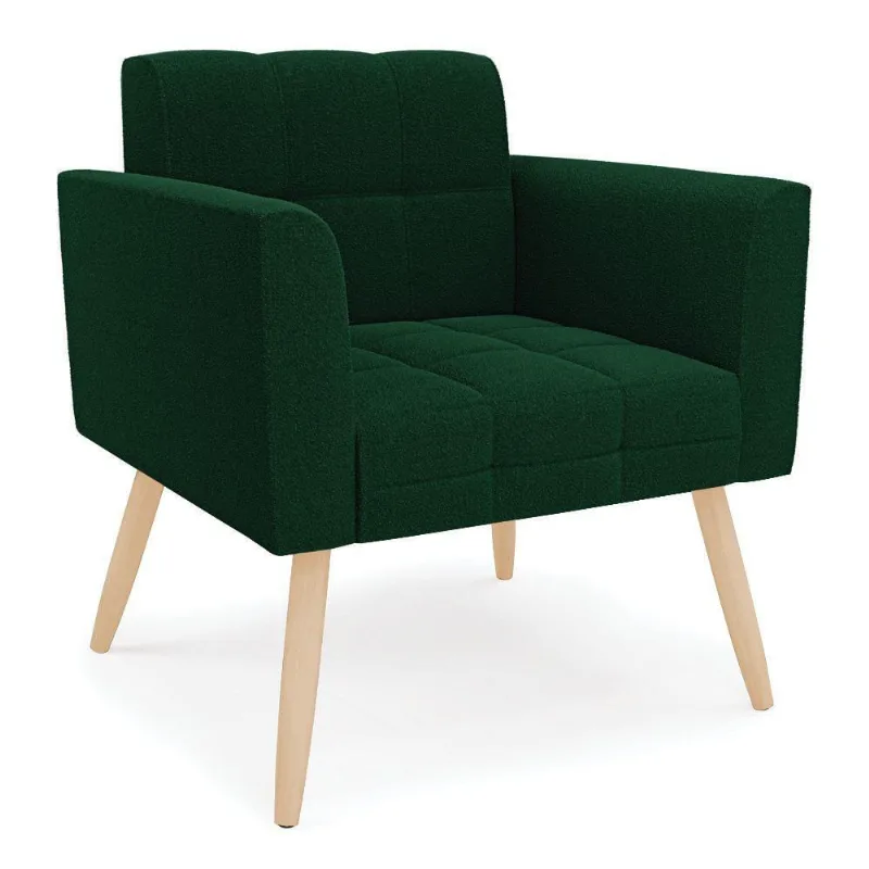Poltrona Sala De Estar Pé Palito Natural Elisa Bouclê D03 - D?rossi Cor Verde