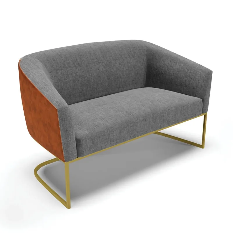 Sofá Namoradeira 2 Lug Industrial Dourado Stella Noz/Linho D03 - D'Rossi Grafite