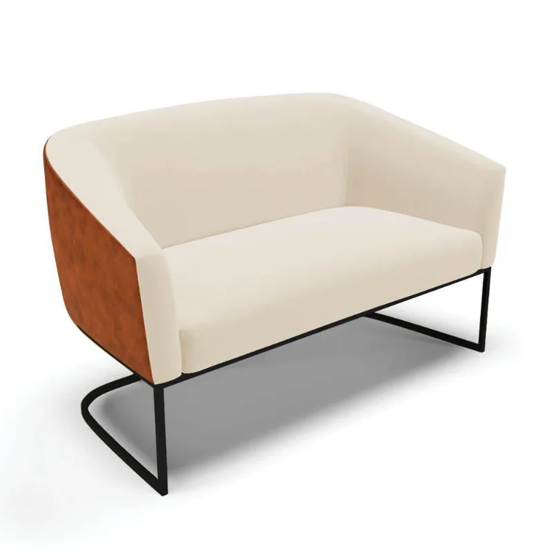 Sofá Namoradeira 2 Lug Industrial Preto Stella Noz-linho D03 - D'rossi Cor Bege