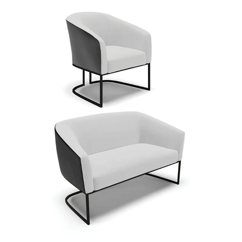Namoradeira E Poltrona Industrial Preto Stella Pto-linho D03 - D'rossi Cor Cinza