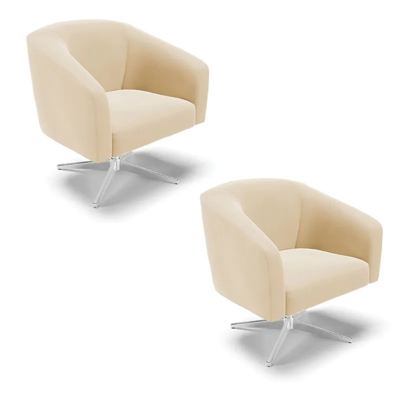 Cadeira Sala de Jantar Giratória Base Cromada kit 2 Stella Suede D03 - D'Rossi Rose
