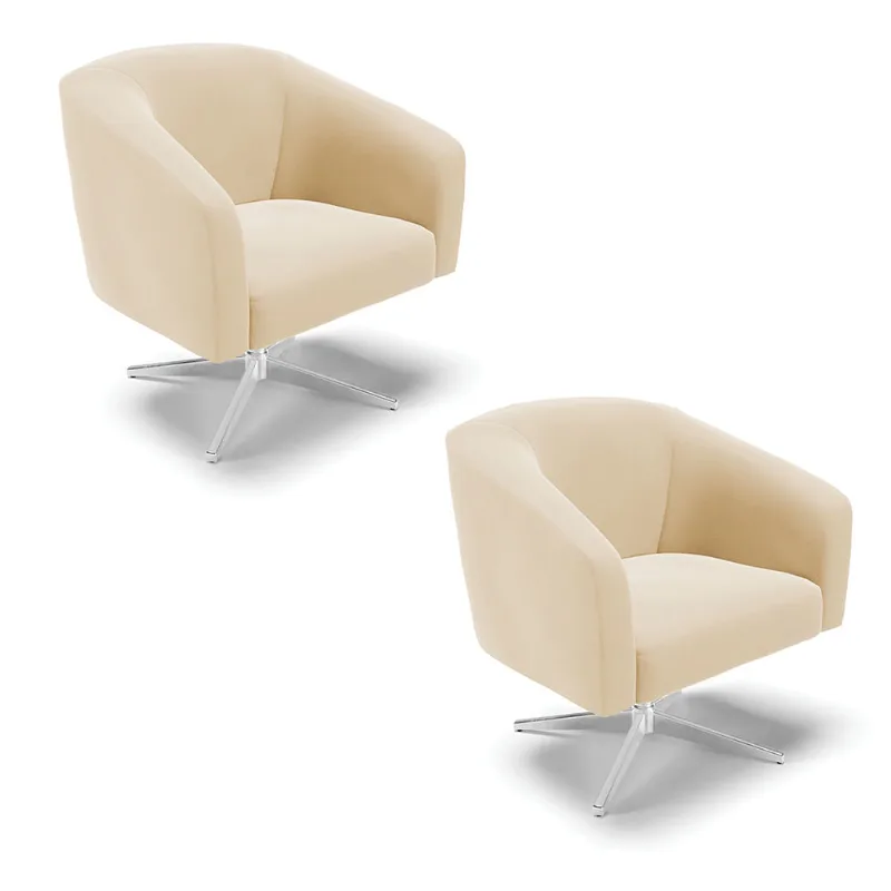 Cadeira Sala de Jantar Giratória Base Cromada kit 2 Stella Suede D03 - D'Rossi Verde