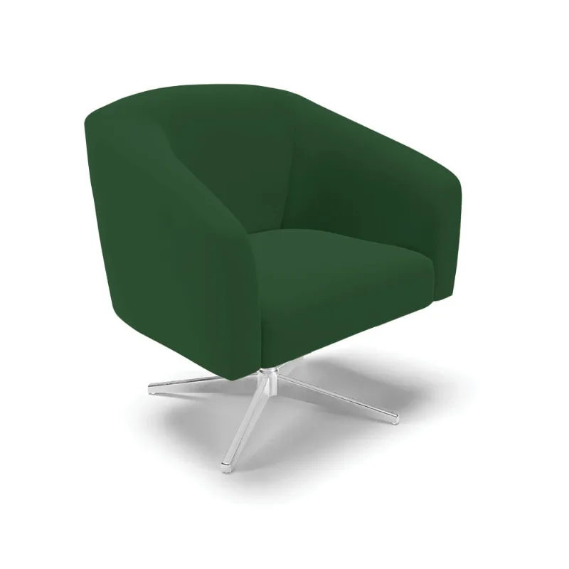 Cadeira Sala de Jantar Giratória Base Cromada Stella Veludo D03 - D'Rossi Verde