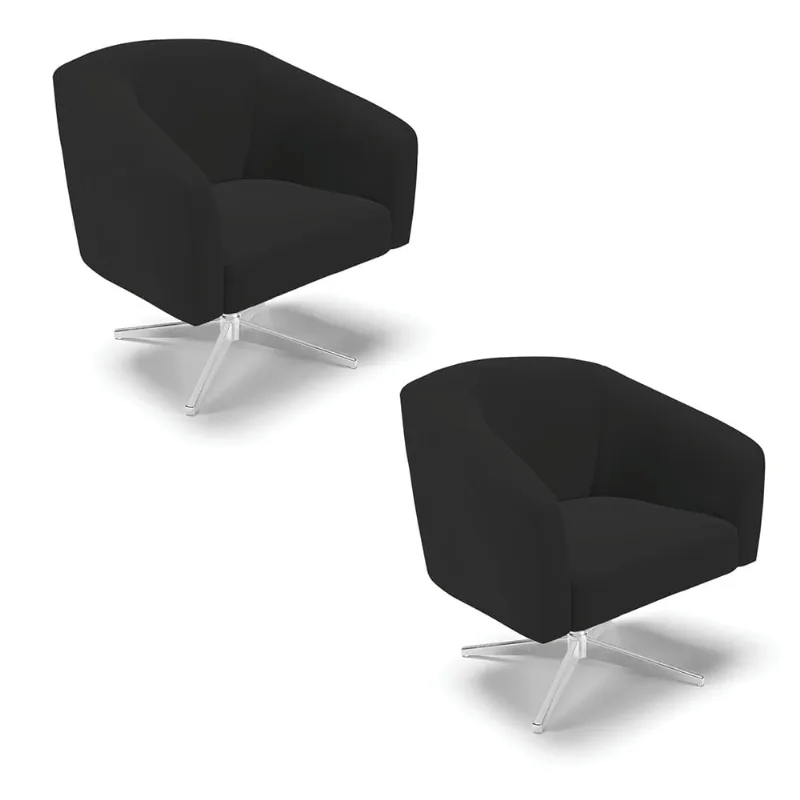 Cadeira Sala de Jantar Giratória Base Cromada kit 2 Stella Veludo D03 - D'Rossi Preto