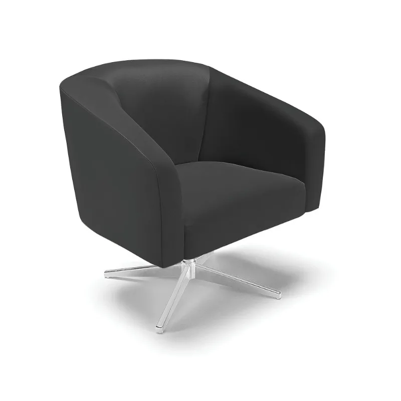 Cadeira Sala de Jantar Giratória Base Cromada Stella Sintético D03 - D'Rossi Preto
