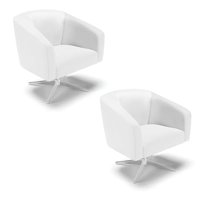 Cadeira Sala de Jantar Giratória Cromada kit 2 Stella Sintético D03 - D'Rossi Branco