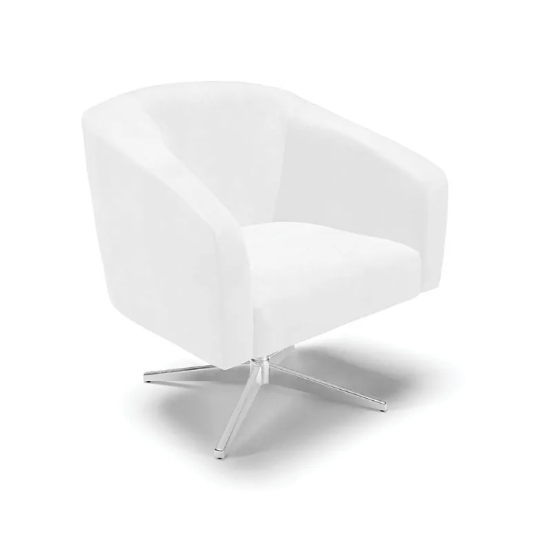 Cadeira Sala de Jantar Giratória Base Cromada Stella Sintético PU D03 - D'Rossi Branco