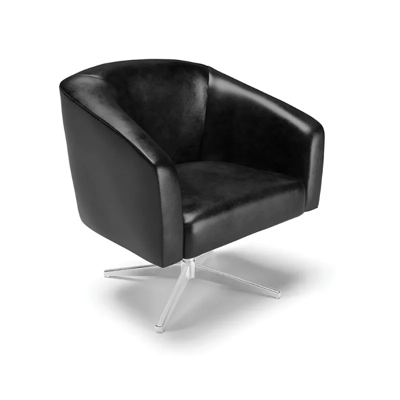 Cadeira Sala de Jantar Giratória Base Cromada Stella Sintético PU D03 - D'Rossi Preto