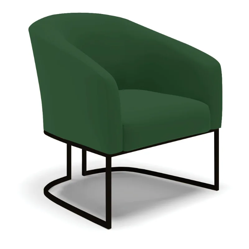 Cadeira Sala de Jantar Base Industrial Preto Stella Veludo D03 - D'Rossi Verde