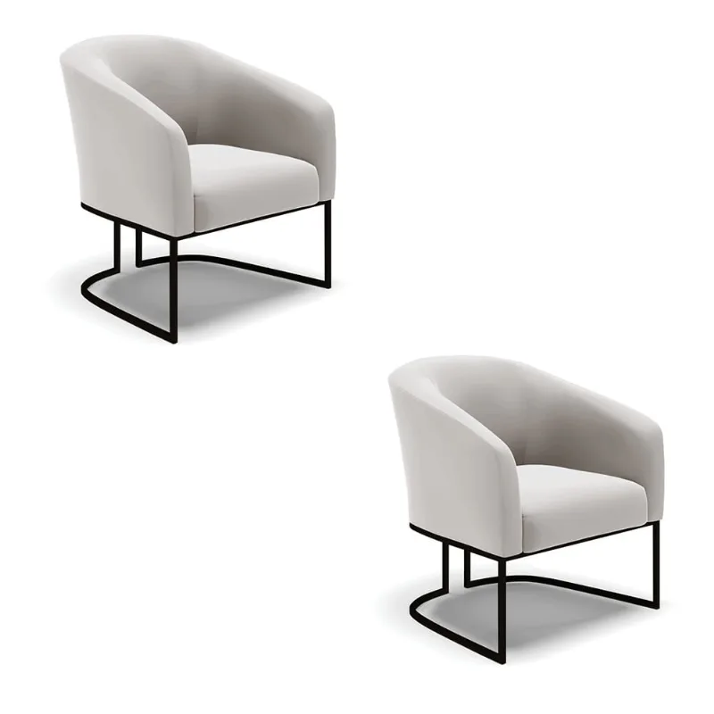 Cadeira Sala de Jantar Base Industrial Preto kit 2 Stella Veludo D03 - D'Rossi Cinza