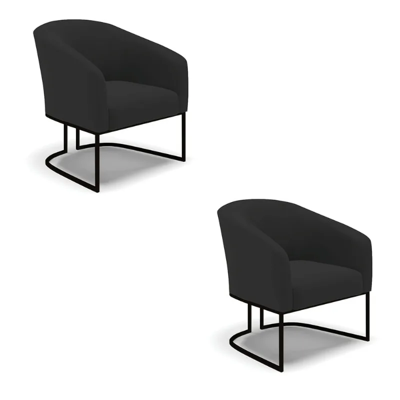 Cadeira Sala de Jantar Base Industrial Preto kit 2 Stella Veludo D03 - D'Rossi Preto