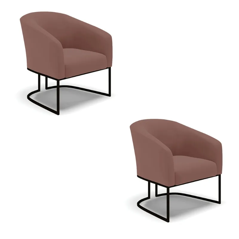 Cadeira Sala de Jantar Base Industrial Preto kit 2 Stella Veludo D03 - D'Rossi Rose