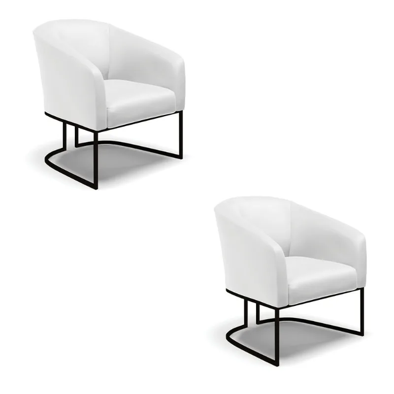 Cadeira Sala de Jantar Industrial Preto kit 2 Stella Sintético D03 - D'Rossi Branco