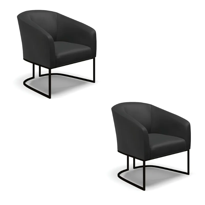 Cadeira Sala de Jantar Industrial Preto kit 2 Stella Sintético D03 - D'Rossi Preto