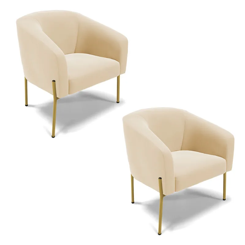 Cadeira Sala de Jantar Pé de Ferro Dourado kit 2 Stella Suede D03 - D'Rossi Rosa Bebê