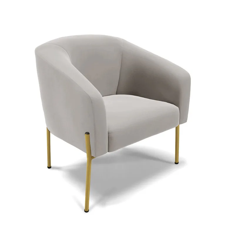 Cadeira Sala de Jantar Pé de Ferro Dourado Stella Veludo D03 - D'Rossi Cinza