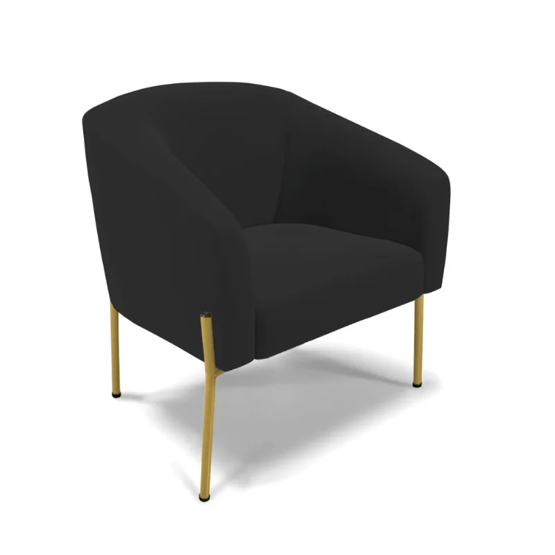 Cadeira Sala de Jantar Pé de Ferro Dourado Stella Veludo D03 - D'Rossi Preto