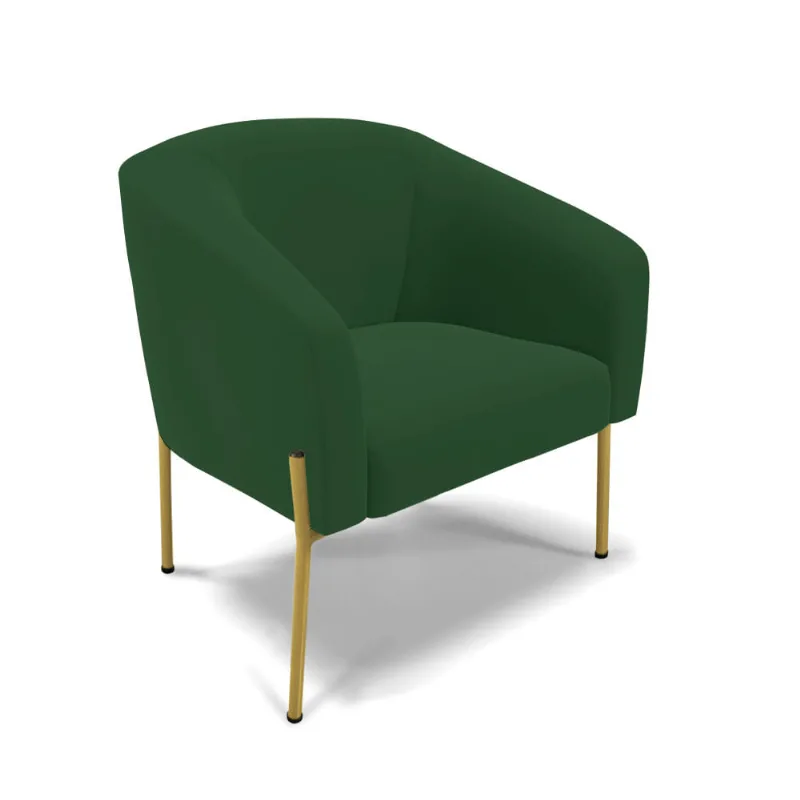 Cadeira Sala de Jantar Pé de Ferro Dourado Stella Veludo D03 - D'Rossi Verde