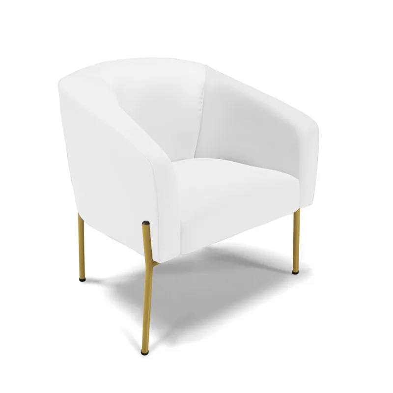 Cadeira Sala de Jantar Pé de Ferro Dourado Stella Sintético D03 - D'Rossi Branco