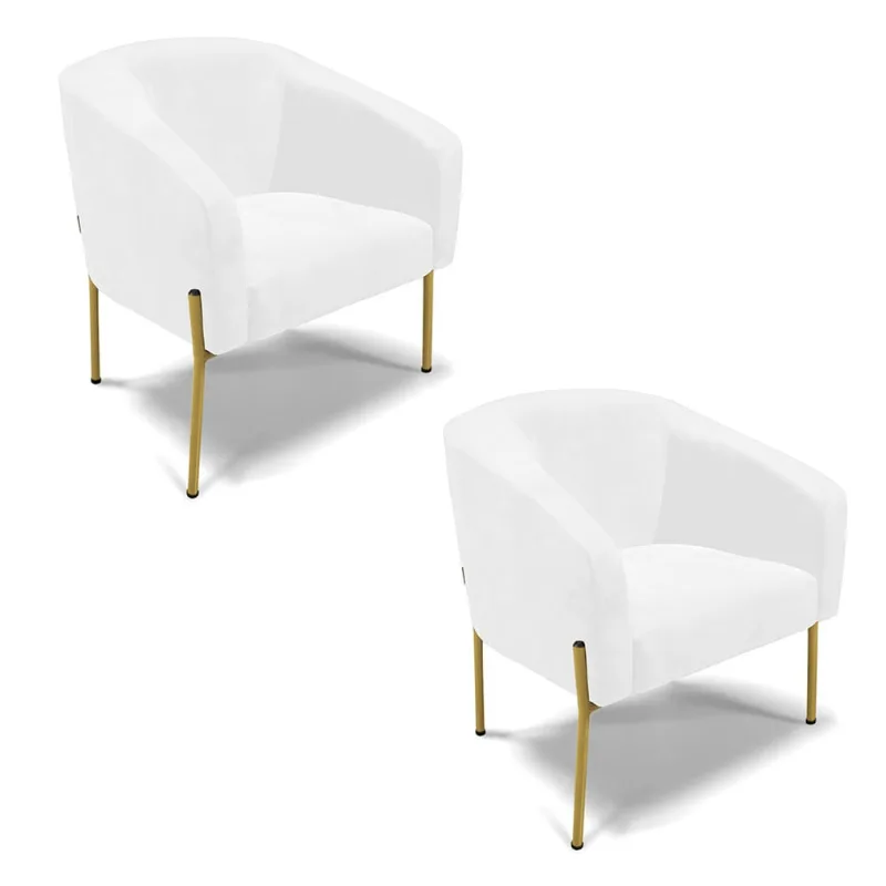 Cadeira Sala de Jantar Pé Ferro Dourado kit 2 Stella Sintético PU D03 - D'Rossi Nozes