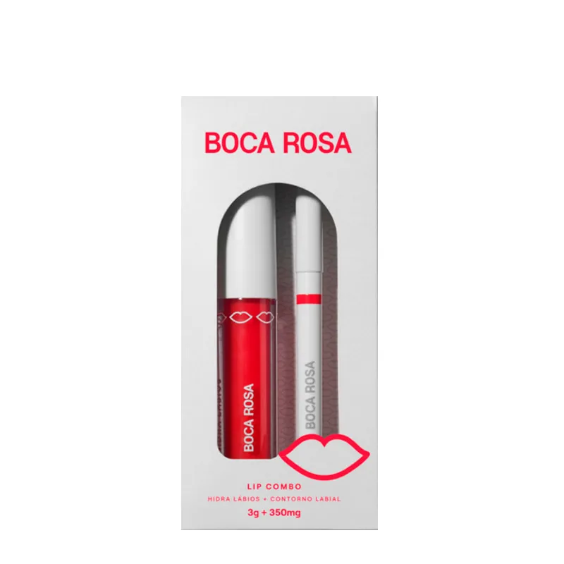 Kit Lapiseira Labial Boca Rosa Lip Combo Vermelho 350mg + Hidra Gloss Vermelho 3g Kit - Boca Rosa