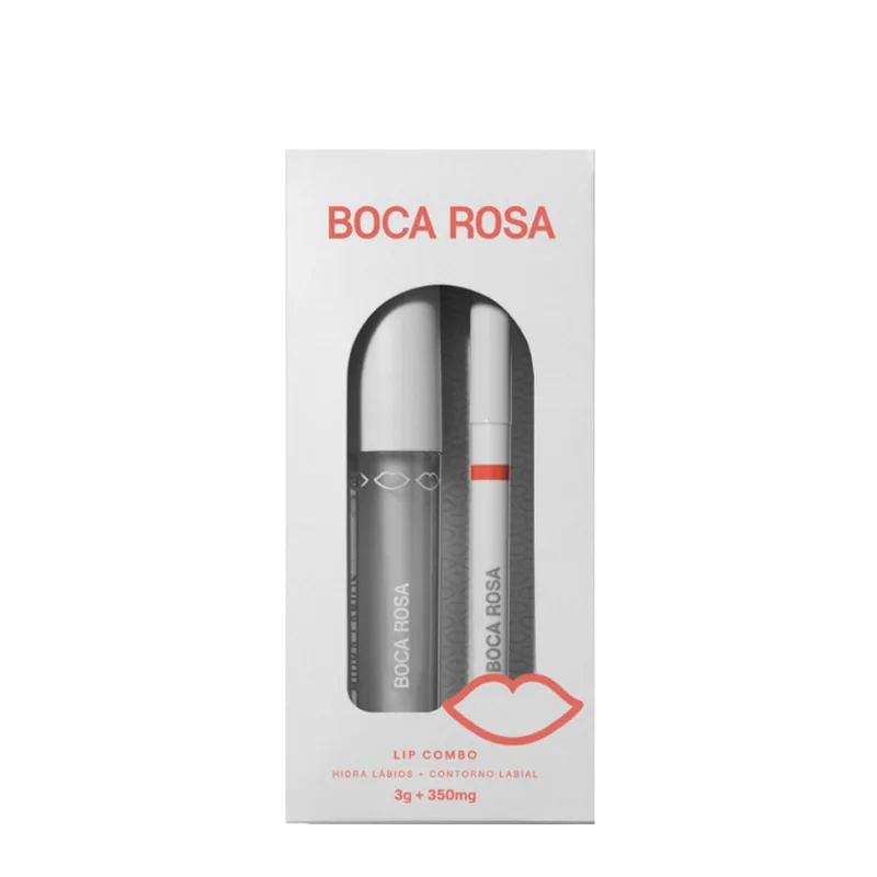 Kit Lapiseira Labial Boca Rosa Lip Combo Amêndoa 350mg + Hidra Gloss Natural 3g Kit