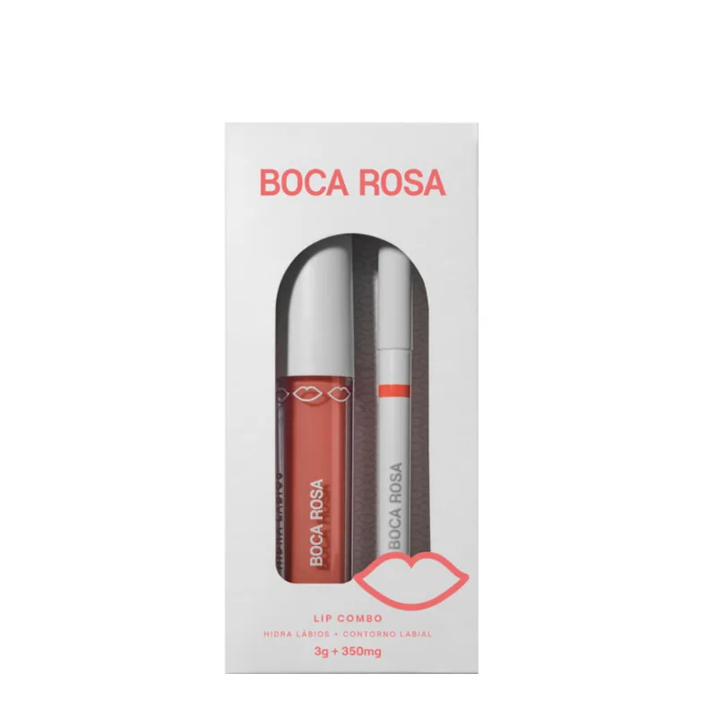 Kit Lapiseira Labial Boca Rosa Lip Combo Rosê 350mg + Hidra Gloss Rosê 3g Kit - Boca Rosa