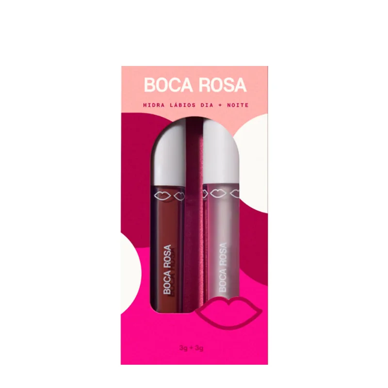 Kit Hidra Gloss Boca Rosa Dia + Noite Natural 3g + Hidra Gloss Castanho 3g Kit - Boca Rosa