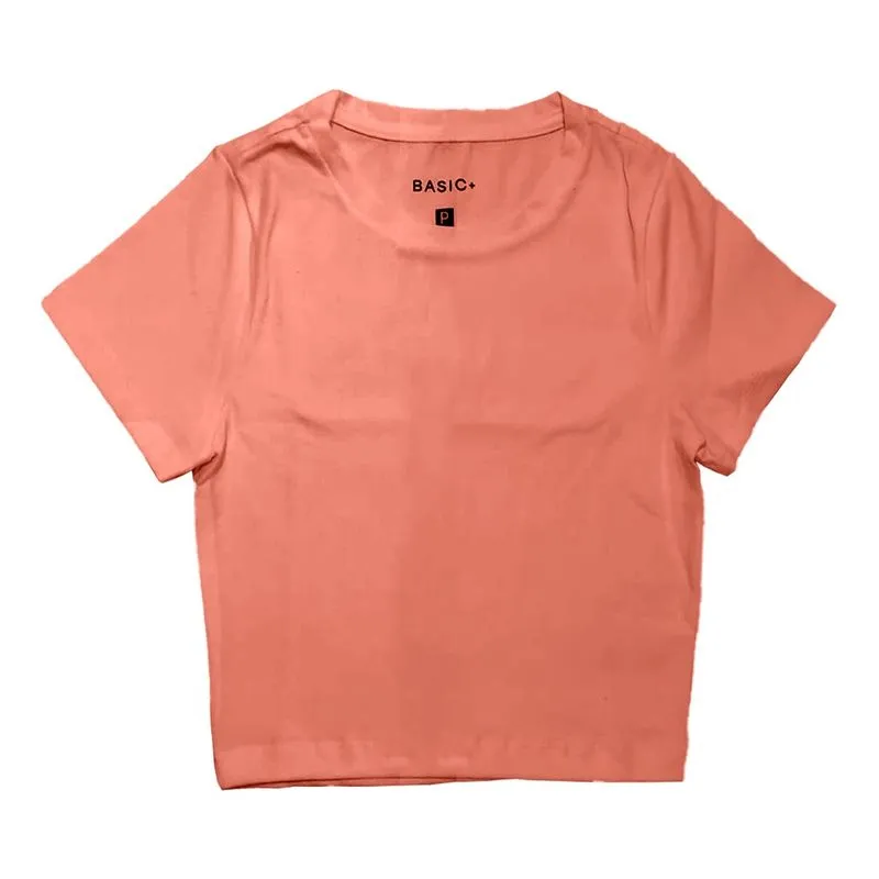 Blusa Manga Curta Feminina Basic+ Algodão Coral