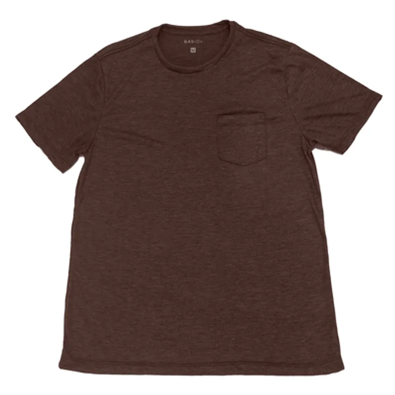 Camiseta Manga Curta Masculina Reta Basic+ Poliéster e Viscose Marrom