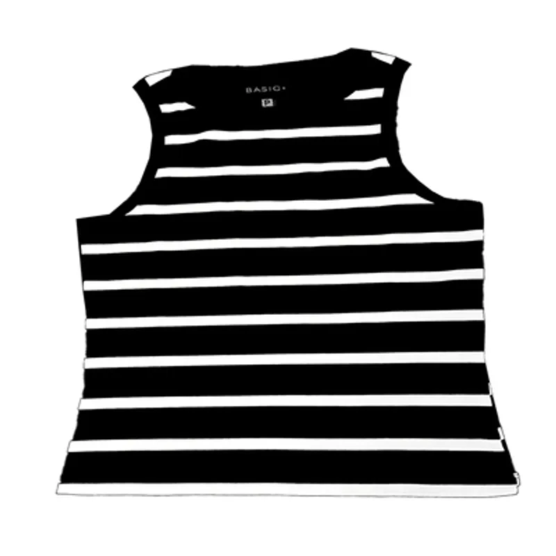 Regata Listrada Basic+ Algodão Poliéster e Elastano Preto e Branco