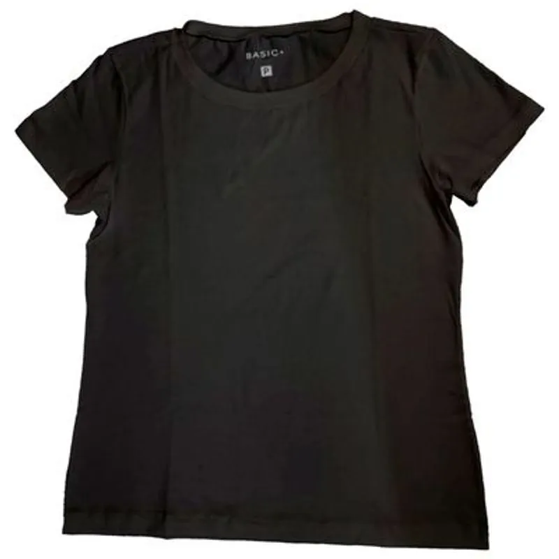 Blusa Justa Feminina Basic+ Manga Curta Algodão Preta