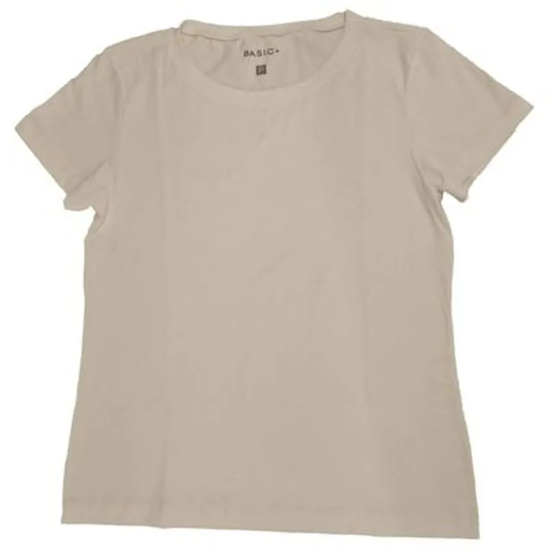 Blusa Manga Curta Feminina Basic+ Algodão Bege