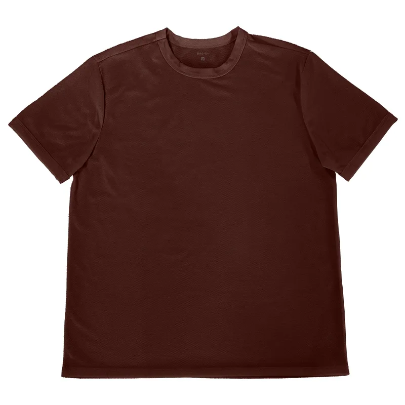 Camiseta Masculina Basic+ Textura Algodão Poliéster e Elastano Marrom