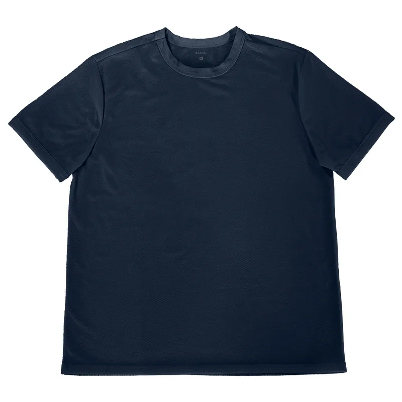Camiseta Masculina Basic+ Textura Algodão Poliéster e Elastano Azul Marinho