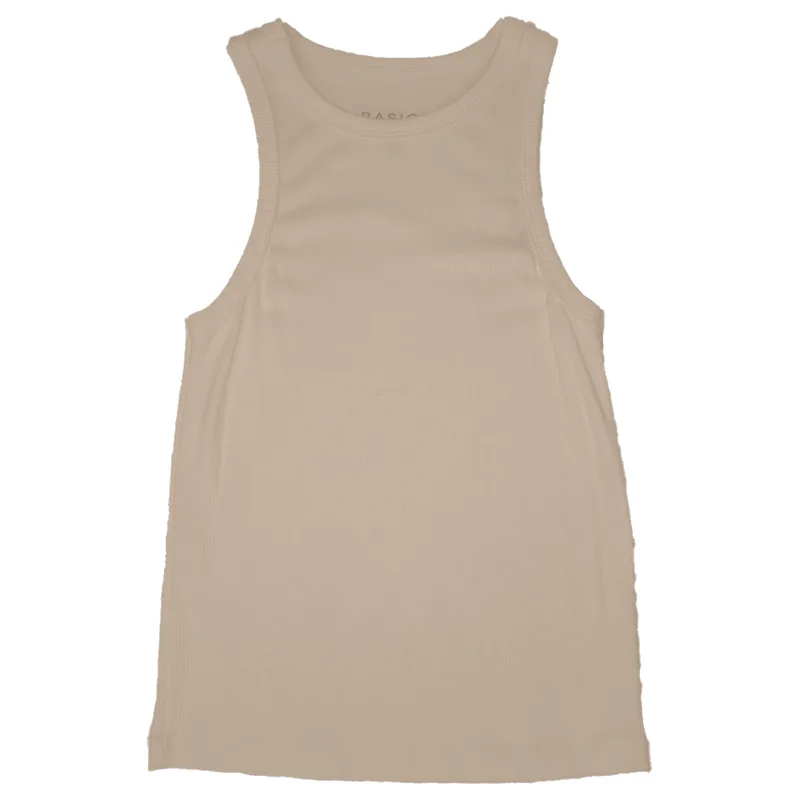 Regata Canelada Feminina Basic+ Justa Poliéster e Viscose Bege